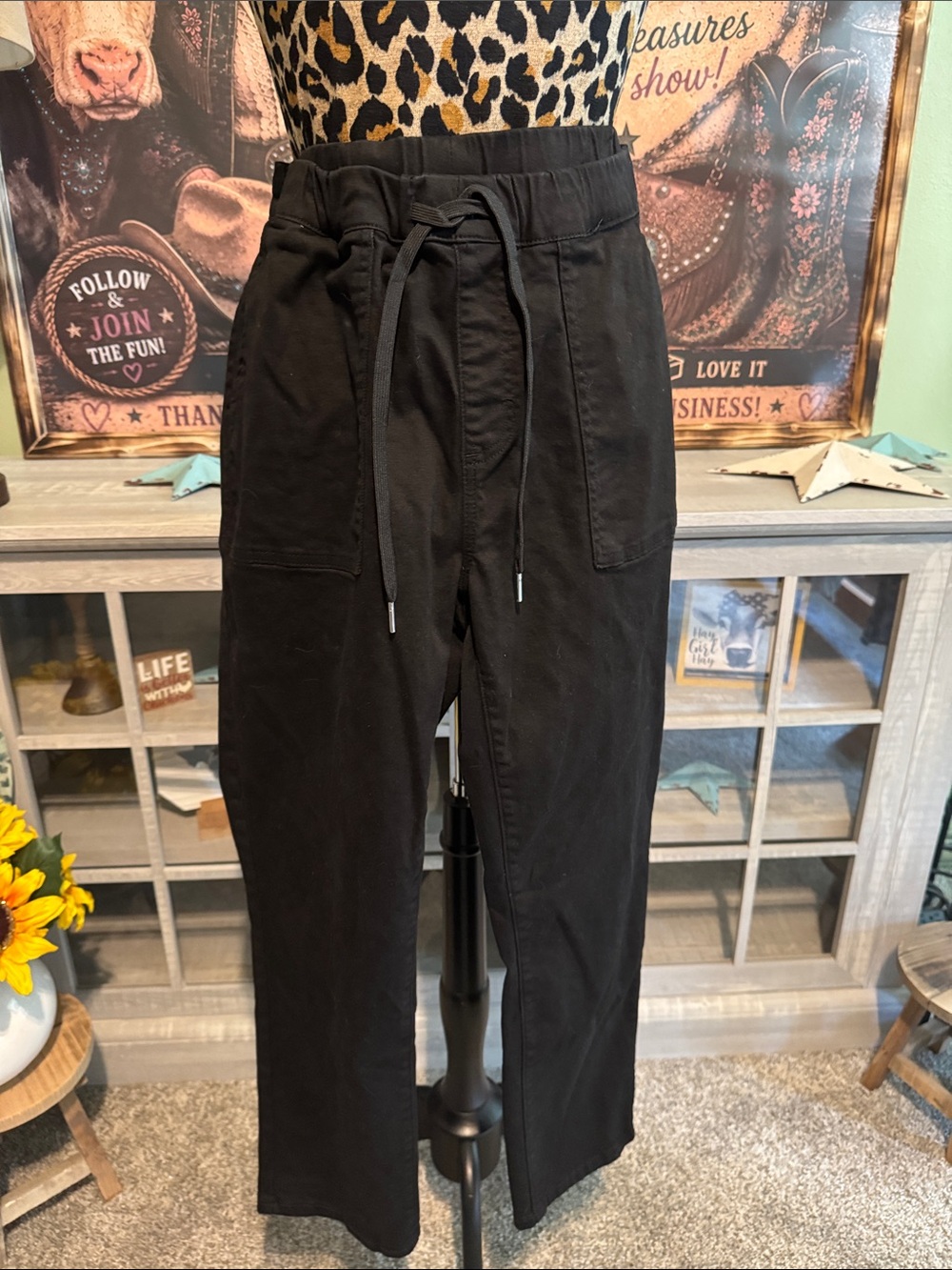YMI Black Casual Cargo Pant with Drawstring Size 1XL